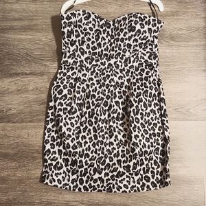 Forever 21 Med Black/Gray Leopard  print Halter dress